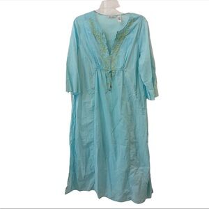 NWT Delicates Embroidered Beach Vacation Resort Wear Cotton Lounging Dress Sz L